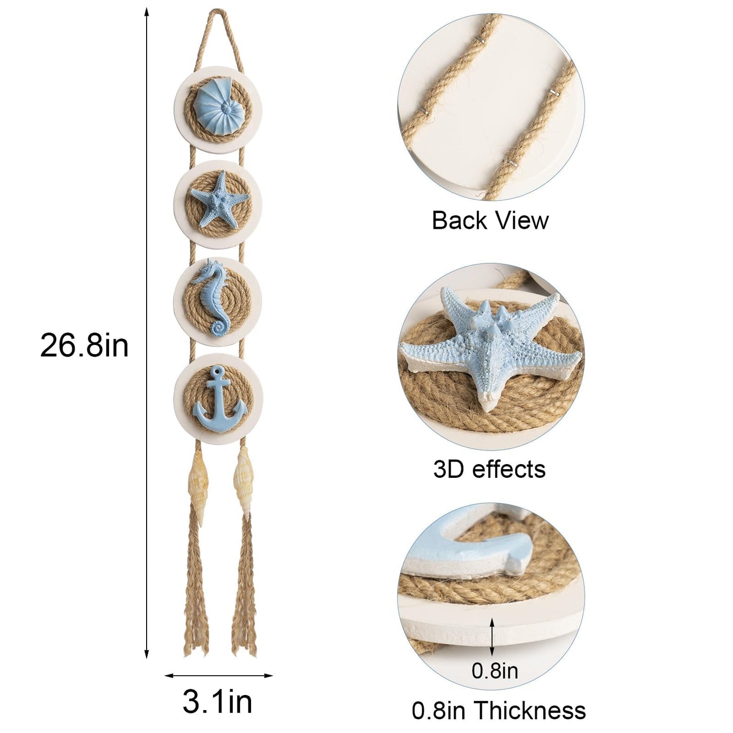 flangairy Coastal Wall Decor 3d Seashell Starfish Conch Wall Hanging Beach Nautical Ocean Theme Bathroom Home Decorations Sea Shell Art