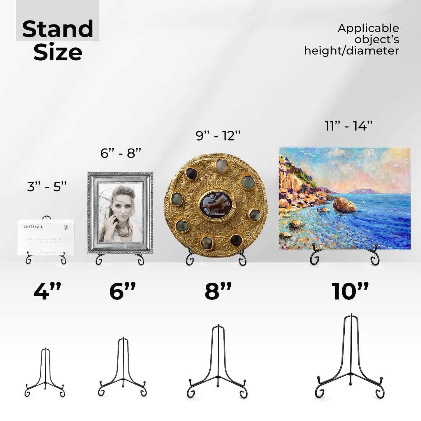 TR-LIFE Plate Stands for Display - 4 Inch Plate Holder Display Stand + Metal Easel Stand for Picture Frame, Decorative Plates, Book, Photo, Collectibles (2 Pack)