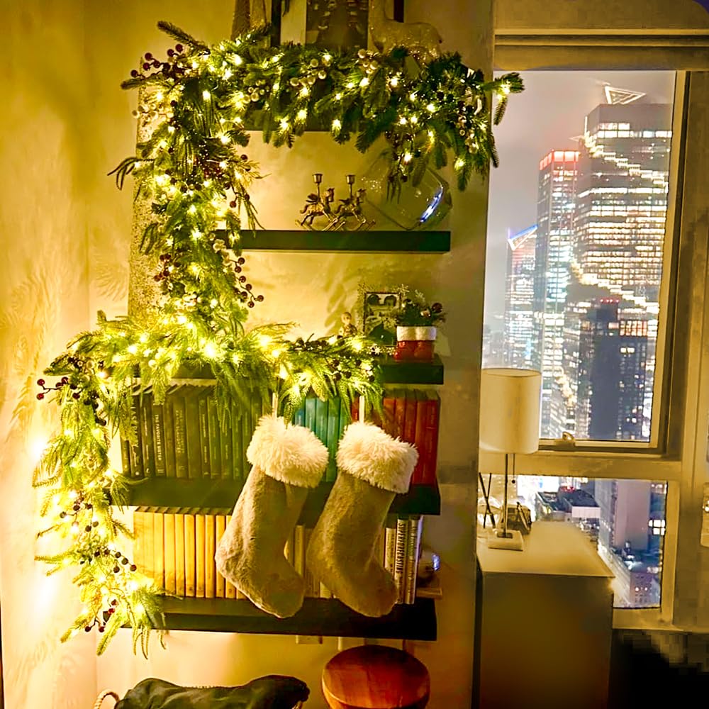 2Pack Artificial Pine Garland 13.2ft Real Touch Winter Greenery, Indoor Outdoor Holiday Decor (2Pack)