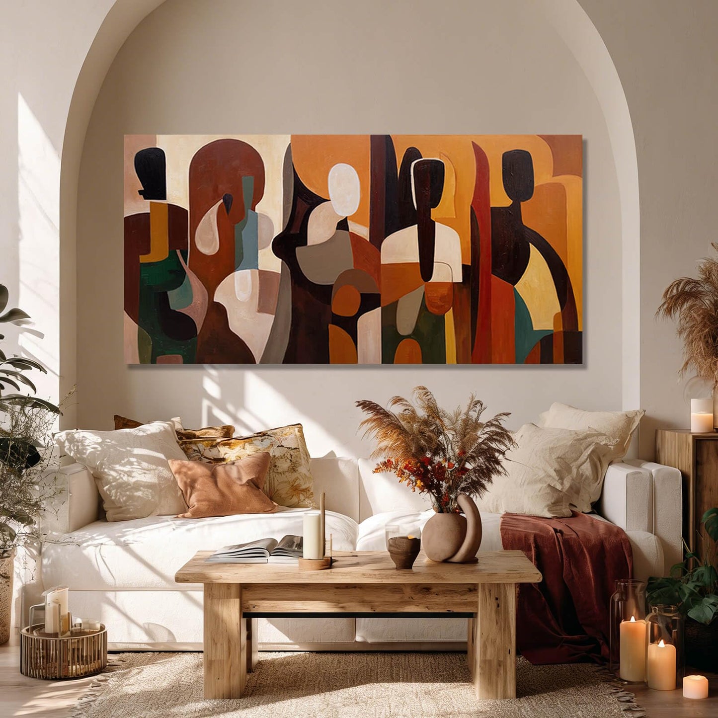 Abstract Wall Art Decor Framed Neutral Wall Prints for Office Geometric Graffiti Canvas Pictures for Dining Room Wall Decor for Living Room 24x48 Inch