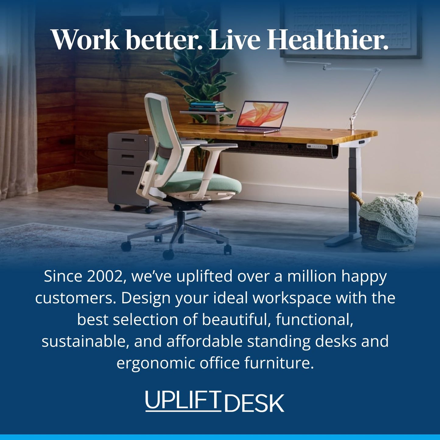 UPLIFTDESK V3 2-Leg Walnut Laminate Wood Standing Desk – Adjustable Height, Advanced 1-Touch Memory Keypad, Under Desk Cable Management, Wire Grommets & Rocker Board (Black C-Frame, 72 x 30 inch)