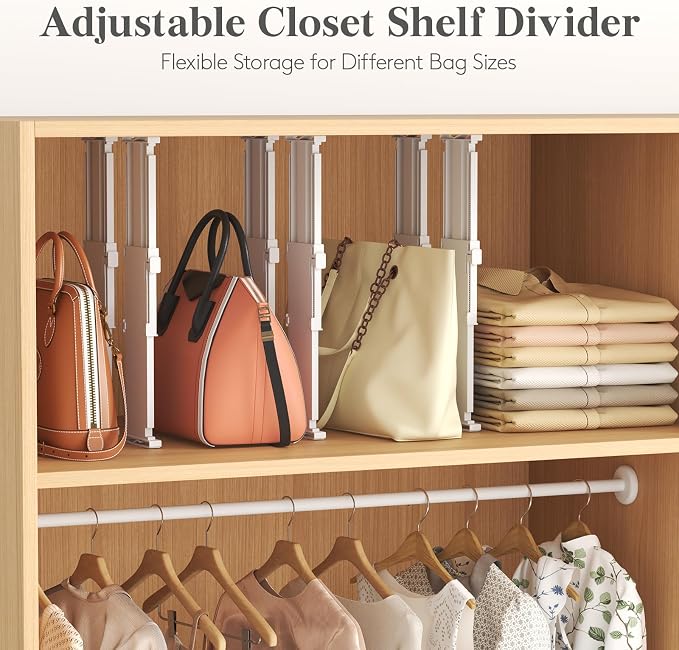 Lifewit Drawer Dividers for Clothes, 3.2" High 10.5"-16.5" Expandable Dresser Drawer Organizers, Adjustable White Plastic Separators for Kitchen, Cabinet, Nursery, Socks & Underwear Storage, 6 Pack