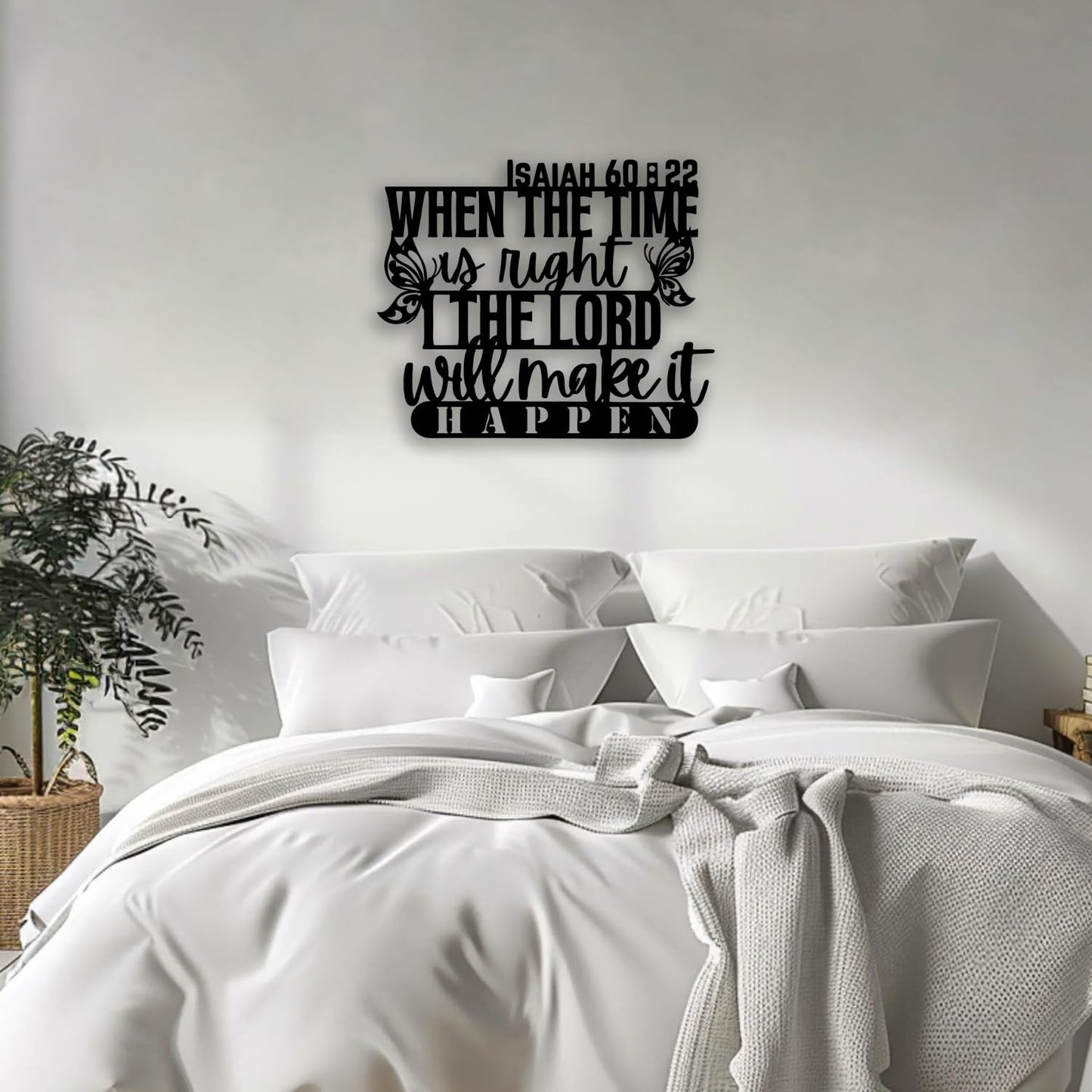 Isaiah 60 22 Butterfly Metal Wall Decor - Christian Faith Room Decor Motivational Inspirational Scripture Wall Art Home Decor for Living Room, Bedroom, Dining Room, Office (Black)