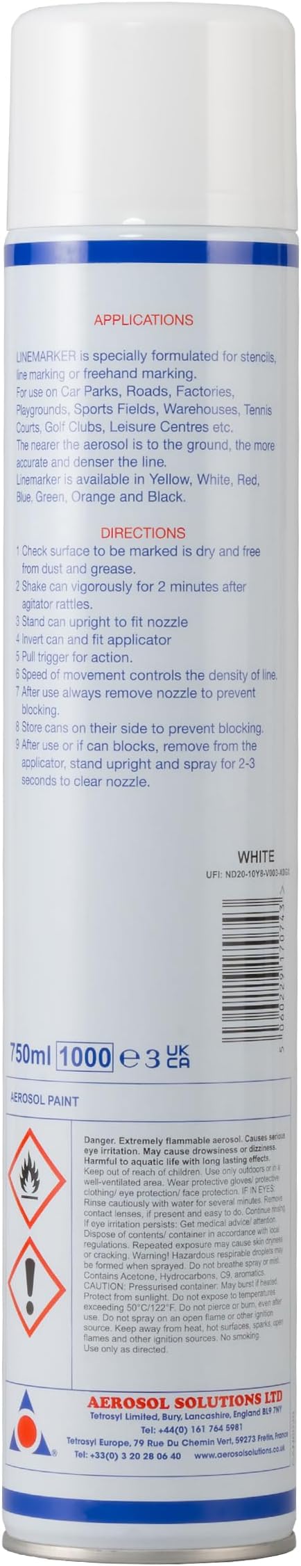 Line Marker, Grass and Road Spray Paint, Athletic Field Striping Paint Spray -White 26 Fl Oz (Pack of 1)