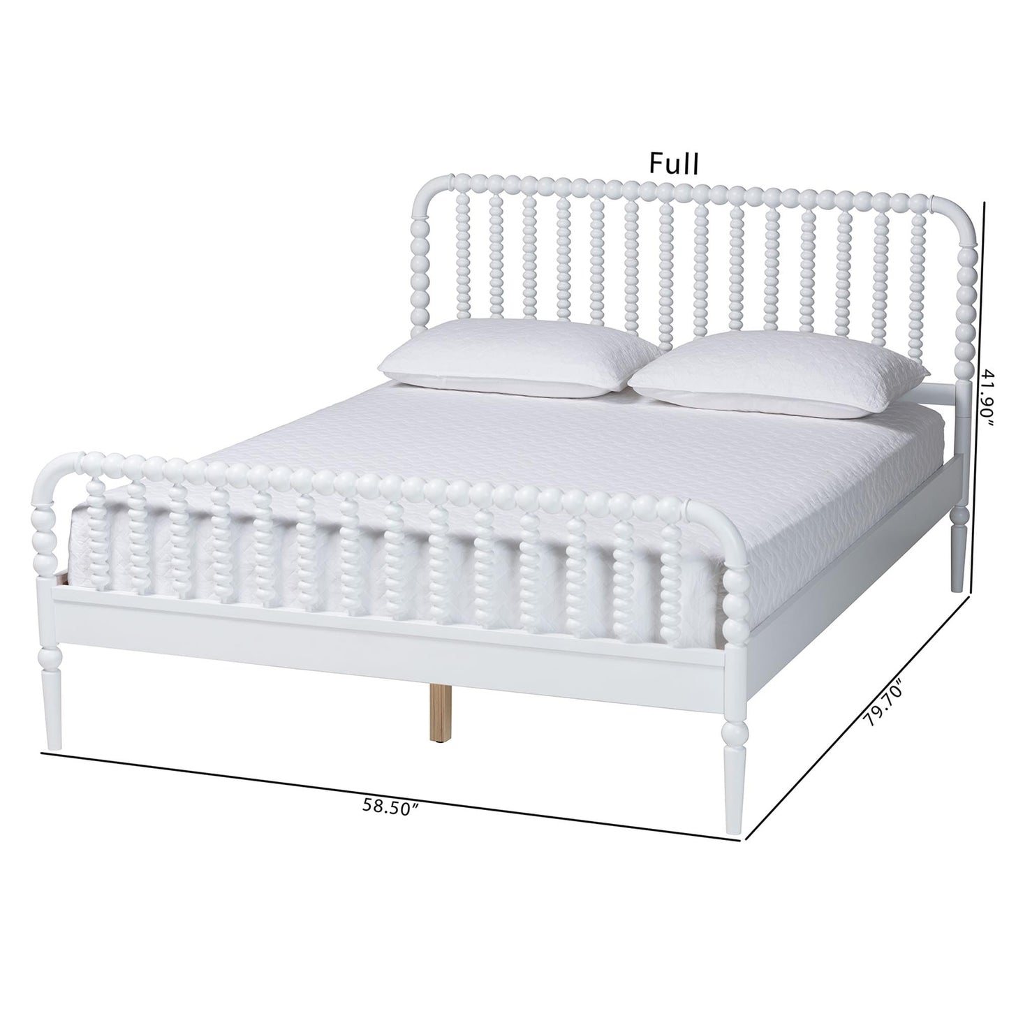 Baxton Studio Lucera Bobbin Wood Platform Bed, Queen, White