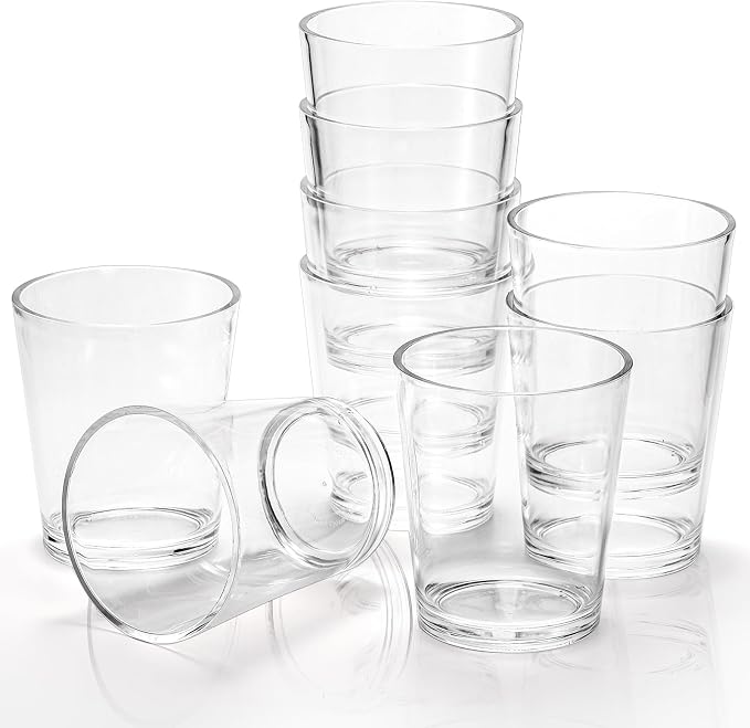 Noamus 9 Pack Plastic Drinking Glasses, 12 Oz Unbreakable Acrylic Water Tumblers, Reusable Shatter-Proof Clear Glasses, Whiskey Drinkware Cups Set for Party Kitchen, Iced Water Tea Coffee