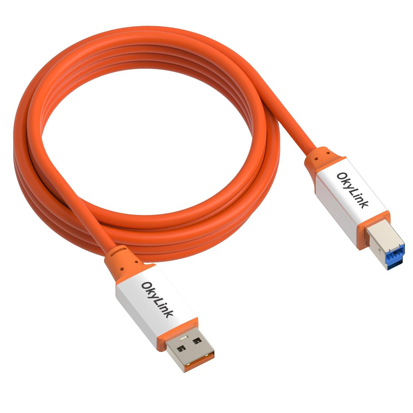 3.2 2 (10Gbps) 10ft (3 OkyLink USB Gen A to B Cable m), Passive, High-Speed Data, Aluminum Shell, Orange
