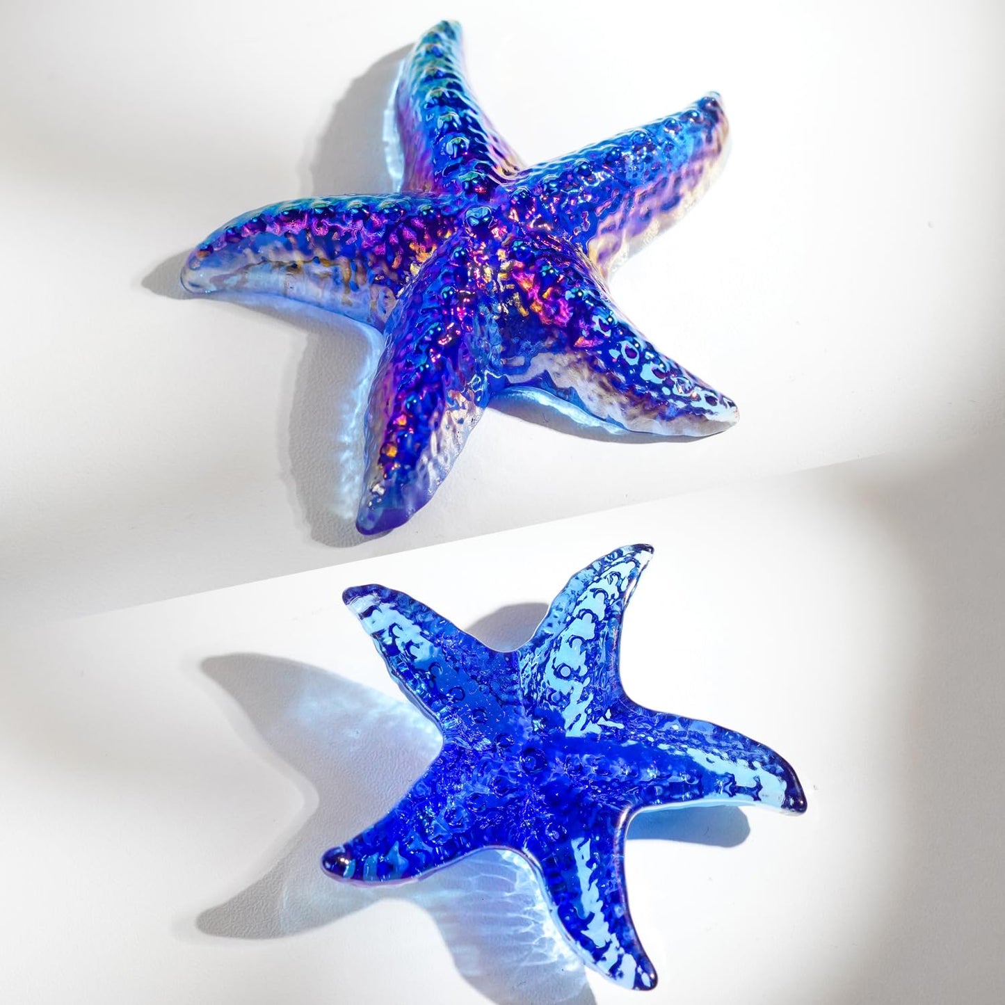 H&D HYALINE & DORA Hand Blown Glass Star Fish Figurines Blue Sea Animal Ornament for Home Decor,Tiny Glass Sea Animals Collectible for Seasonal Gift