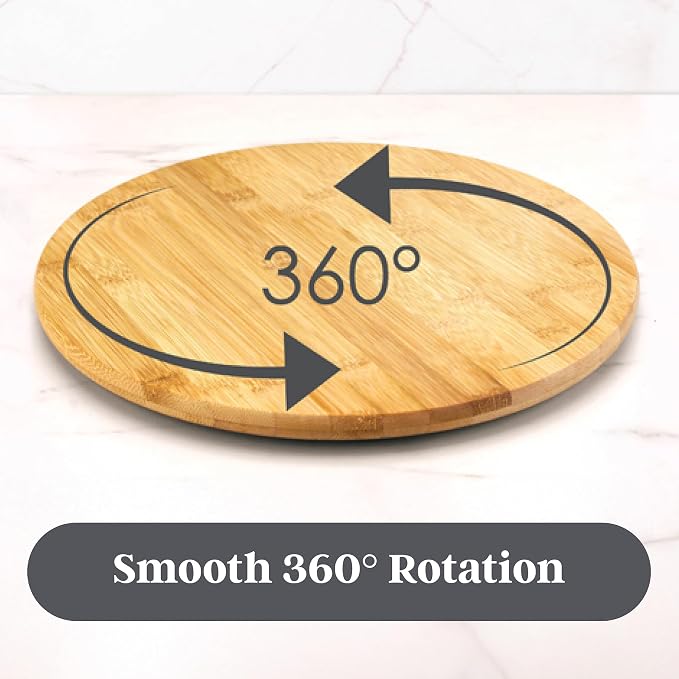 TB Home 14 Inch Bamboo Lazy Susan Turntable Organizer for Kitchen & Table Top