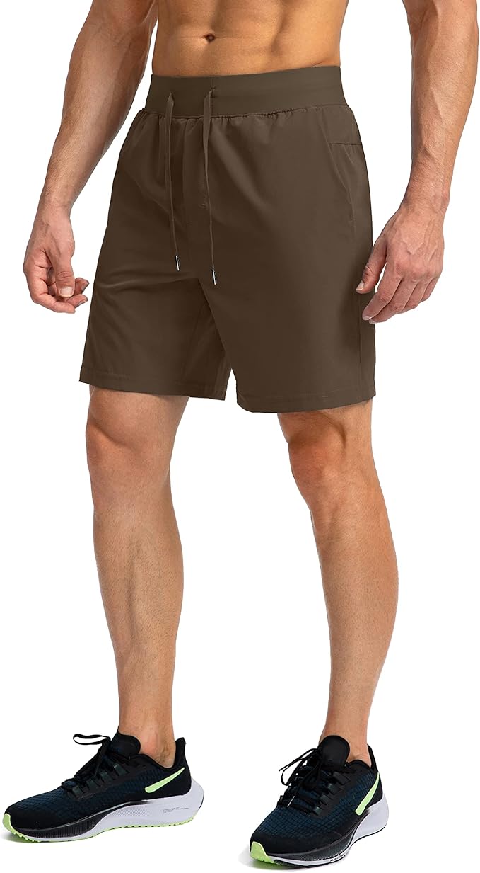 Men's Running Shorts with Zipper Pockets 9 Inch/ 7 Inch / 5 Inch Lightweight Quick Dry Gym Workout Athletic Shorts for Men(7inch)