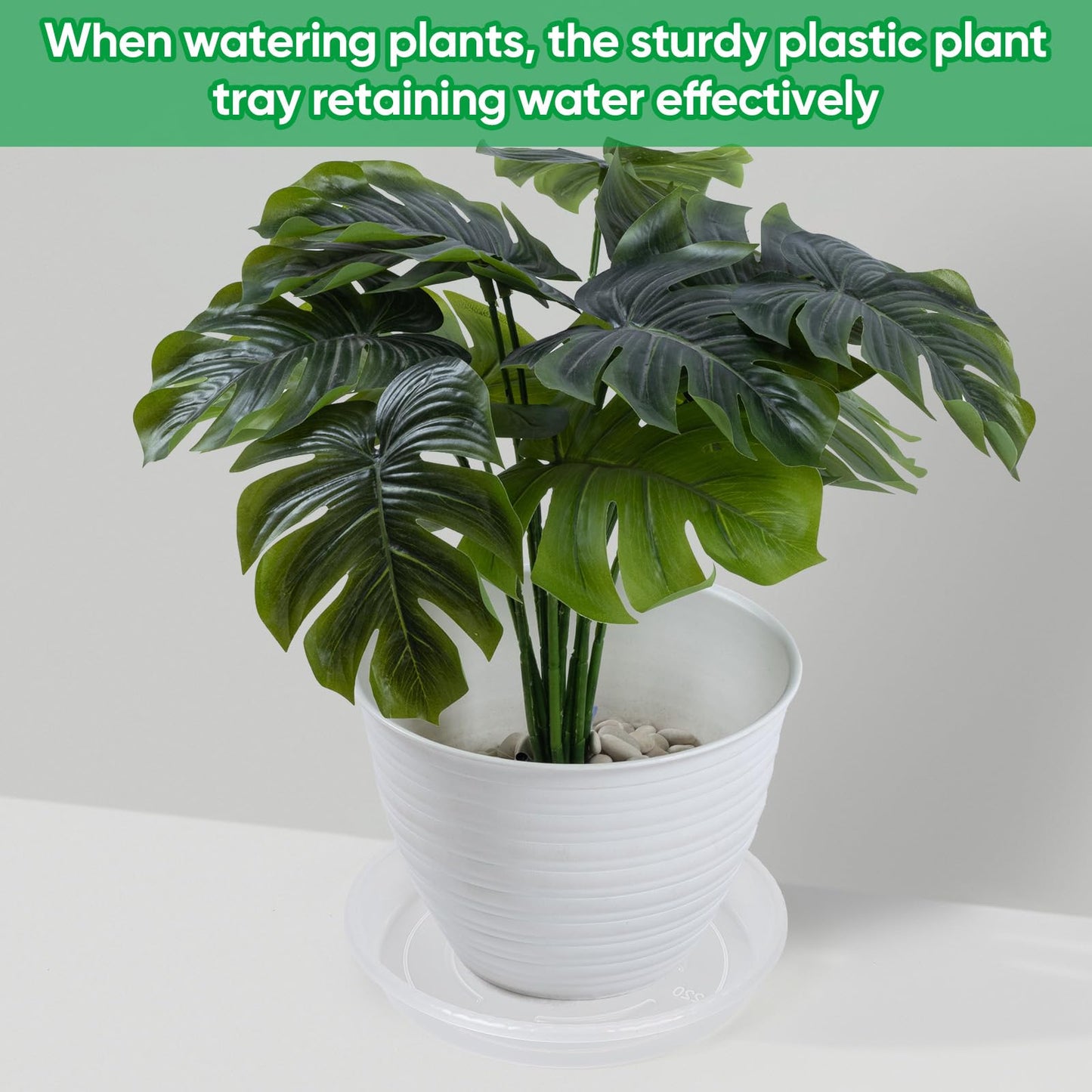 Dovesail 25 Pack Plant Saucer Tray, 6/8 / 10/12 /14 inch Heavy Duty Flower Pot Trays, Plastic Plant Saucer for Indoor & Outdoor Plants, Plant Trays to Catch Water, 5 Pieces of Each Size