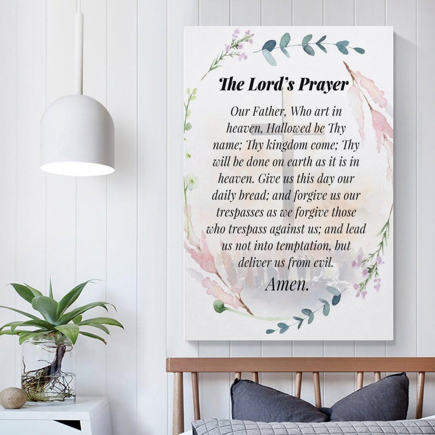 LINWDSB The Lord’s Prayer Poster Christian Bible Verses Wall Decor Our Father Prayer Wall Decoration The Lords Prayer Christian The Lords Prayer Wall Art Decor Unframe-style12x18inch(30x45cm)