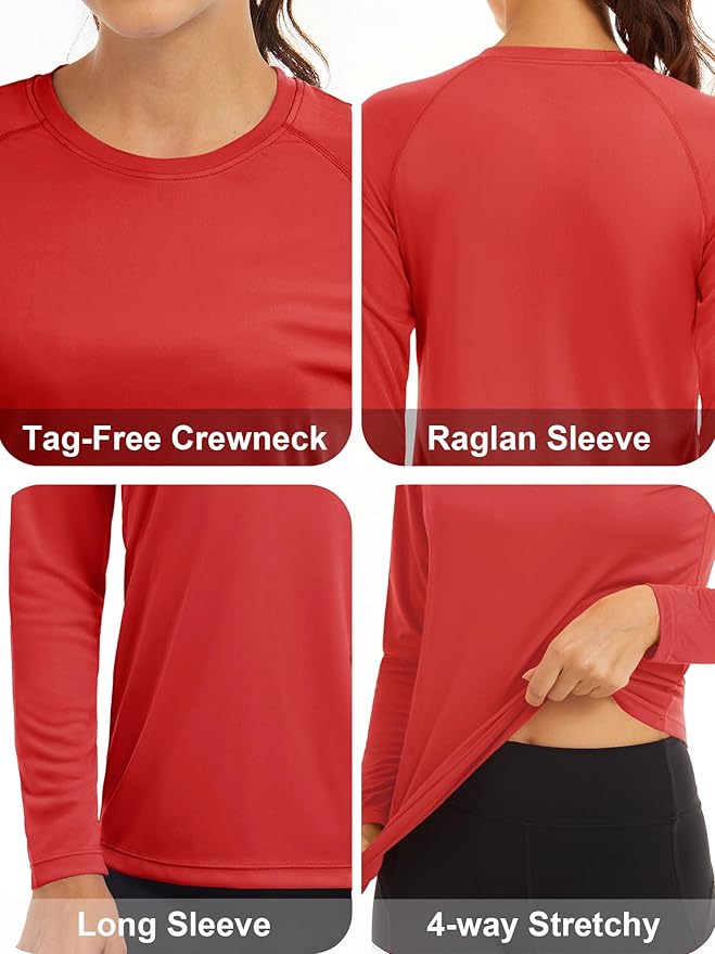 MAGCOMSEN Women's 2 Pack Long Sleeve Shirts UPF 50+ Sun Protection Quick Dry Swim Shirt for Rash Guard Fishing Workout