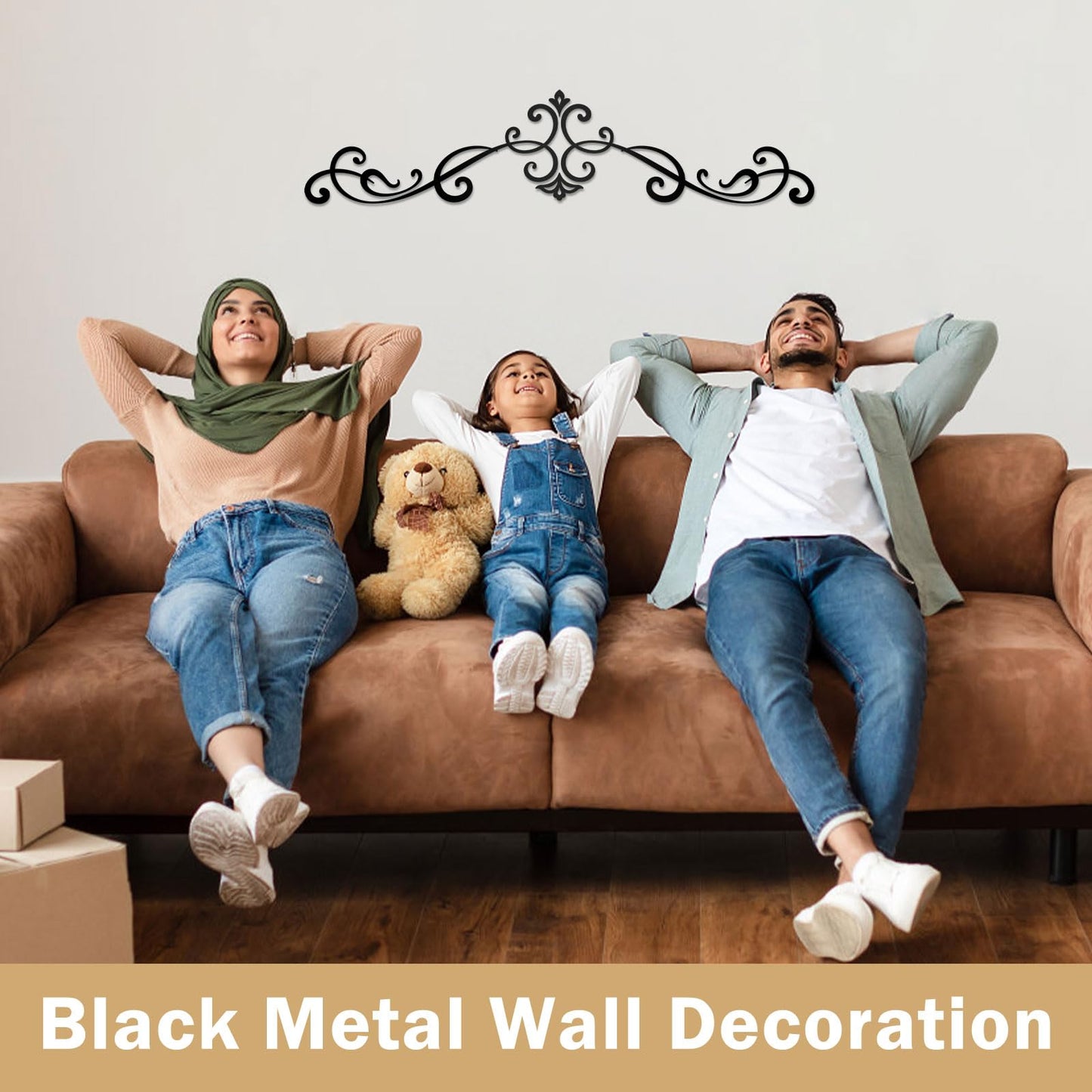 ShxTrade Metal Wall Art Decor, Metal wall hanging for Living Room, Dining Room, Bedroom, Kitchen, Bathroom, Office, Black 4-piece set