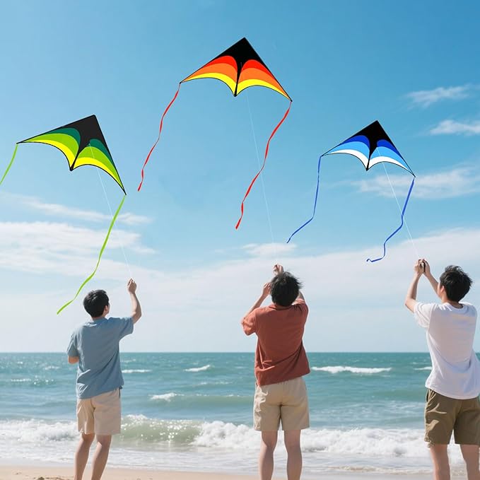 Delta Kite for Kids and Adults, Easy to Fly, Nylon Fabric with String Handle, Outdoor Beach Park Activities
