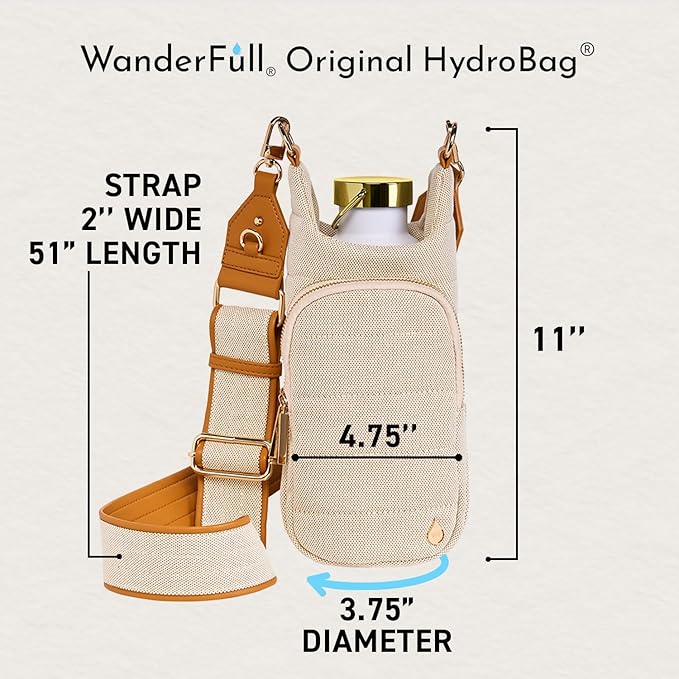 WanderFull® Original HydroBag® Collection, Water Bottle Holder w/Strap & Phone Pocket, Hands-Free Crossbody Water Bottle Bag