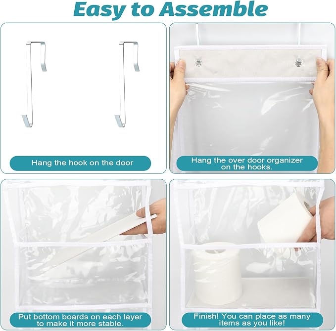 Ultra Sturdy 5-Shelf Over The Door Hanging Pantry Organizer with Clear Plastic Pockets - Large Capacity Room Organizer for Closet, Bedroom, Nursery, Bathroom & Sundries (28lb Load)