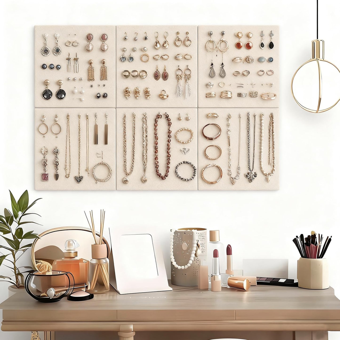 Large Felt Bulletin Board, 36" x 24" Cork Board Alternative 6 Pack Felt Wall Tiles Bulletin Board with 40 Safe Removable Adhesive Tabs, Wall Tiles Tack Push Pin Boards for Home Office Classroom