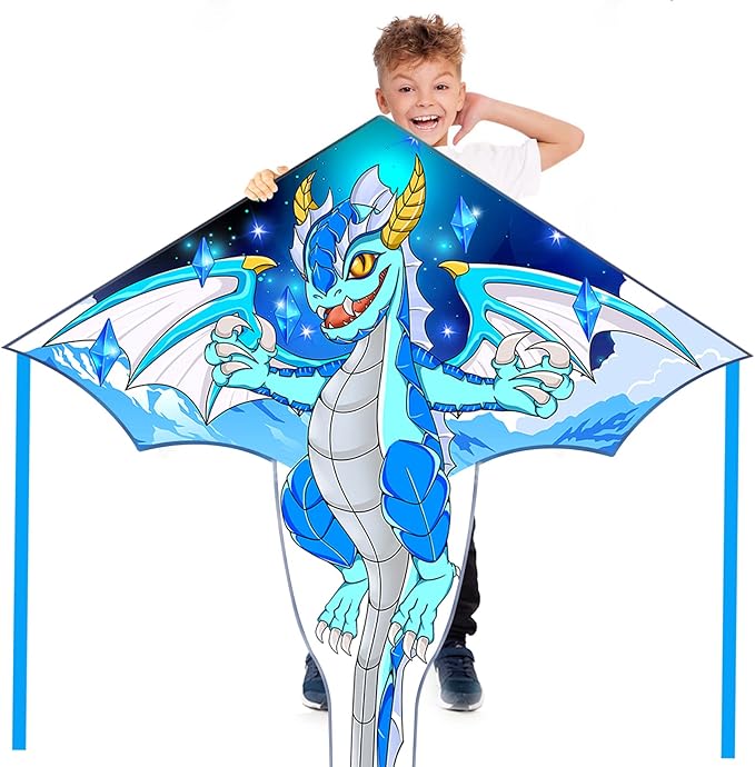 Delta Kite for Kids & Adults - Easy to Fly Large Single Line Beach Kite with 300ft String Handle Included, Perfect for Beginners, Teens