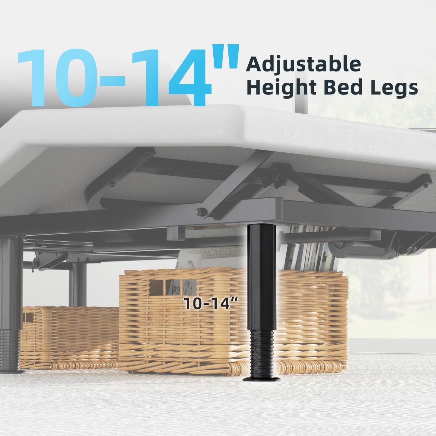 Yiree Heavy Duty King Adjustable Bed Frame, Wireless Remote, Dual USB Ports,Ergonomic Upholstered Bed Frame, Lift Motor, Under Bed Lighting, Independent Head and Foot Tilt