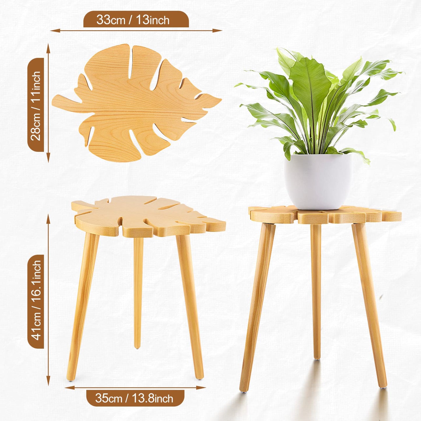 IKEPAHOK Plant Stool Stand for Indoor Use, Pine Wood Monstera Pot Holder, Decorative Corner Flower Table for Living Room, Tall Tripod Planter Rack for Home Office Patio Bedroom