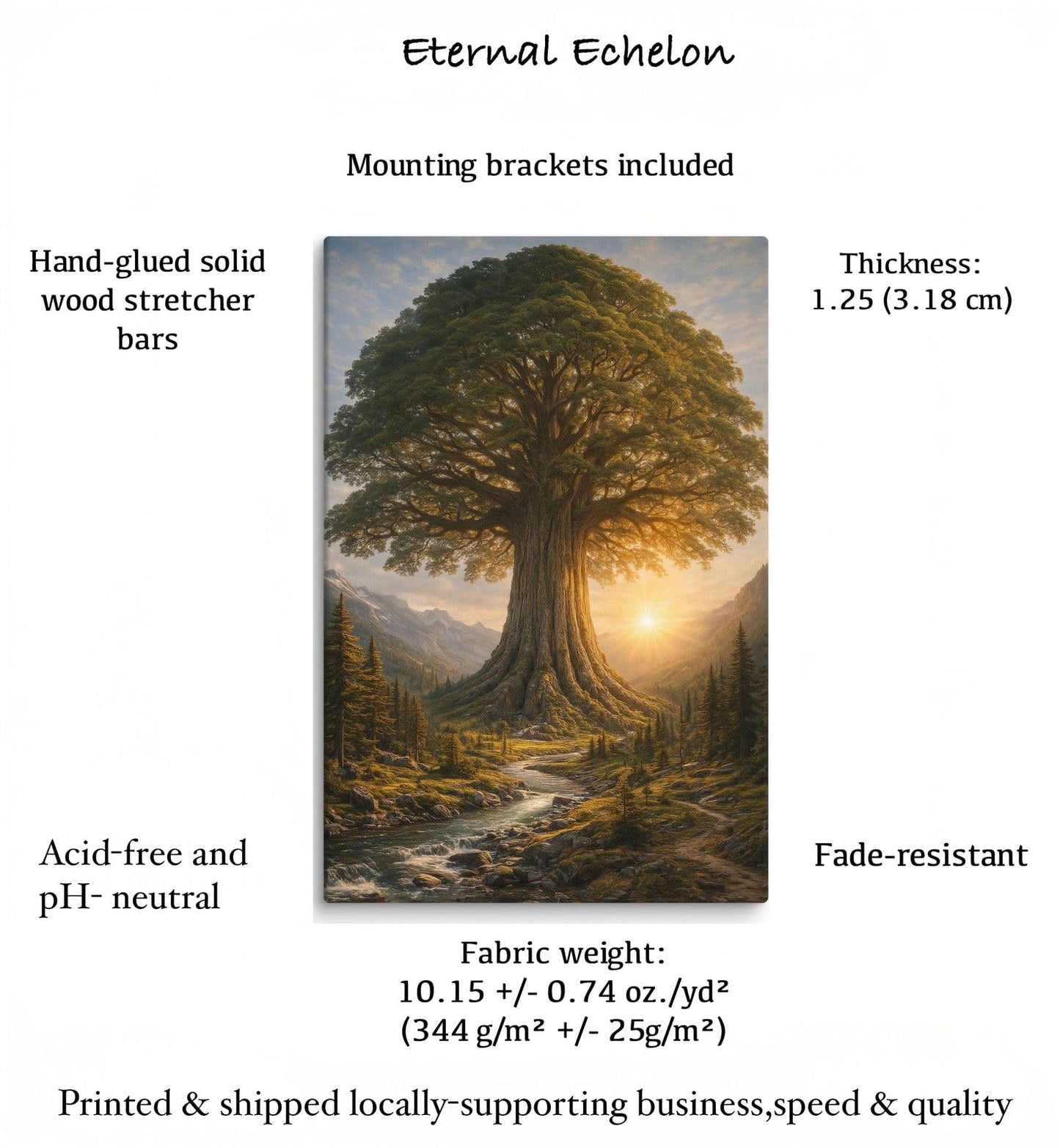 Large Canvas Wall Art Framed Tree Landscape Mountain Sunrise for Living Room Wall Decor Nature Canvas Prints Ready to Hang – Eternal Echelon (40" x 60")