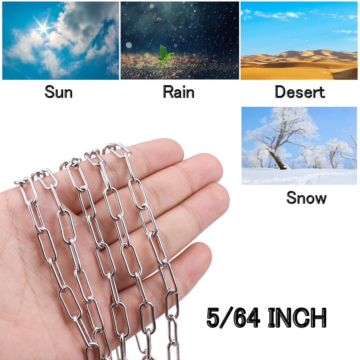 Stainless Steel Chain, Lsqurel 13ft Metal Chain Link Chain Small 5/64in Light Duty Chain Utility Chain Jack Chain for Home Outdoor Camping Hanging etc (5/64in-13ft)