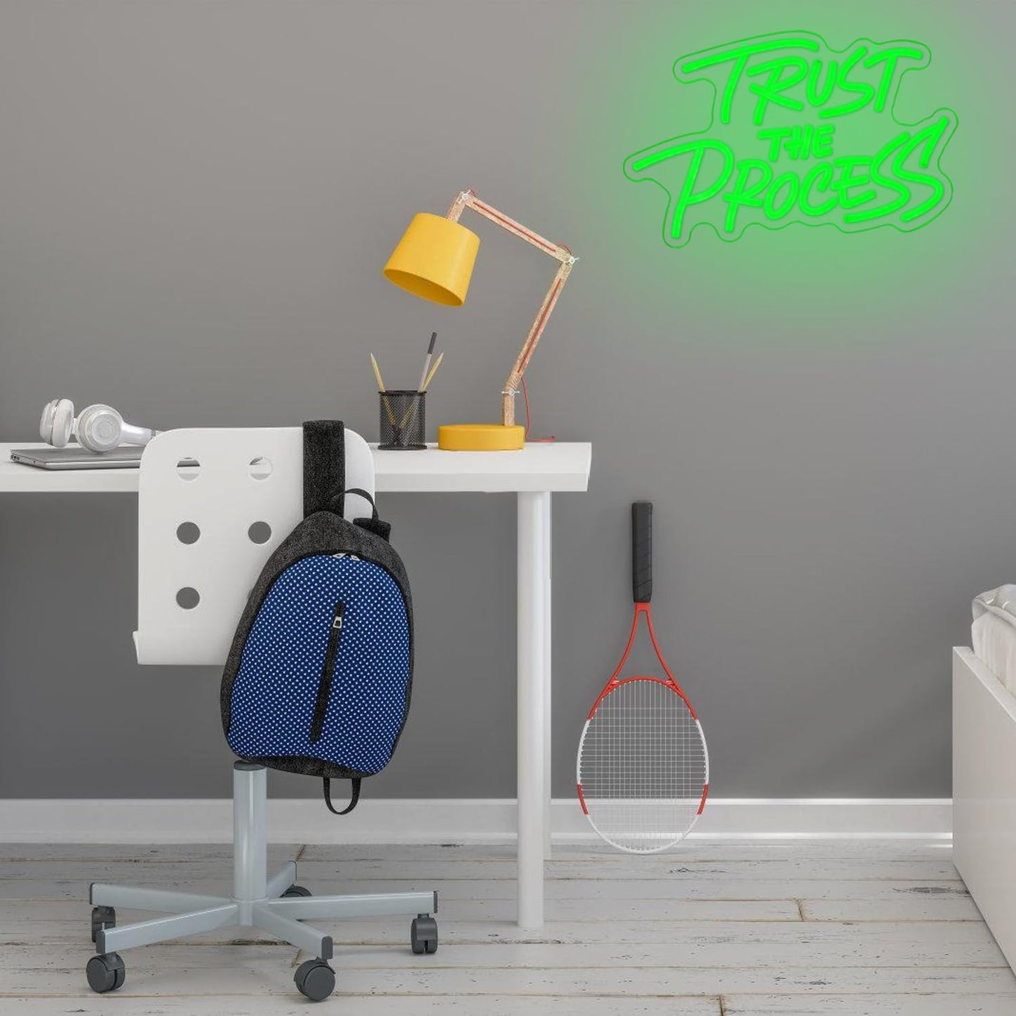 LLNEOX Trust The Process Neon Sign for Wall Decor Green Neon Light Gym LED Sign Dimmable Motivation LED Light Letter Lighting for Bedroom Bar Classroom Gym Office Art Inspirational Alphabet