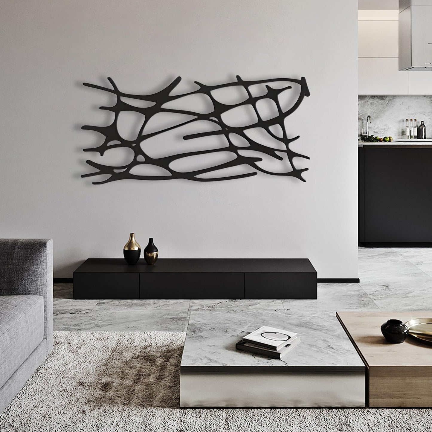 Linear Pattern Metal Wall Decor, Abstract Lines Metal Wall Art, Large Wall Decor, Metal Line Wall Art, Metal Wall Art, Bedroom Wall Decor, Abstract Metal Decor, Home Gift (White, 41 x 20 inch / 105 x 50 cm)