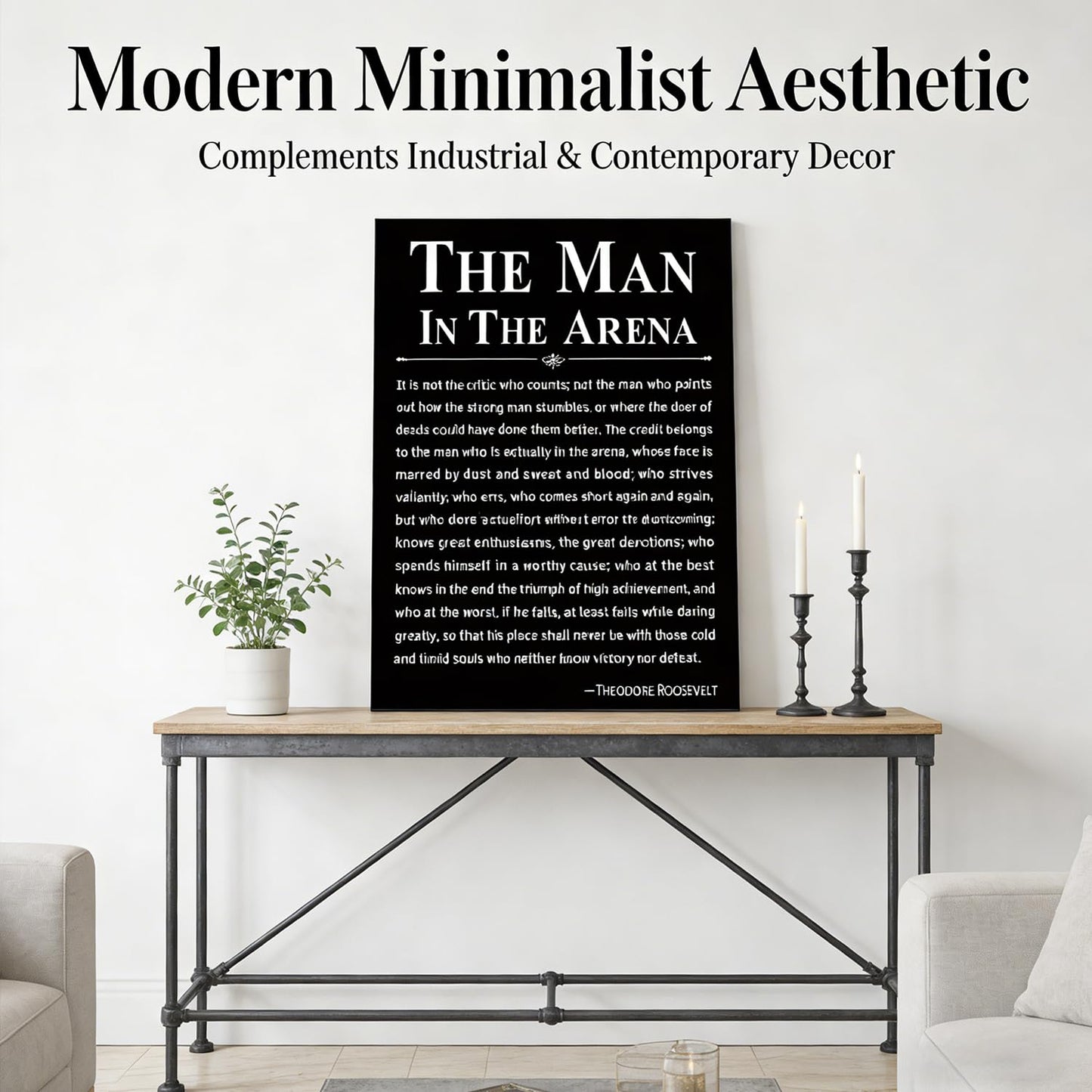 Office Inspirational Canvas Wall Art The Man in the Arena Painting picture Wall Decor Motivational Positive Quote Poster Print Artwork Gift for Men&Women Office Home Decoration 12x16 in Black Canvas
