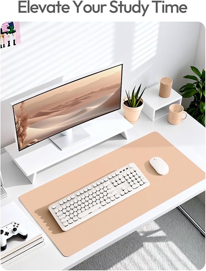 YSAGi Leather Desk Protector, Office Mat, Large Mouse Mat, Non-Slip PU Leather Blotter, Laptop Desk Mat, Waterproof Writing Pad for Office and Home(Latte, 63" x 17.2")