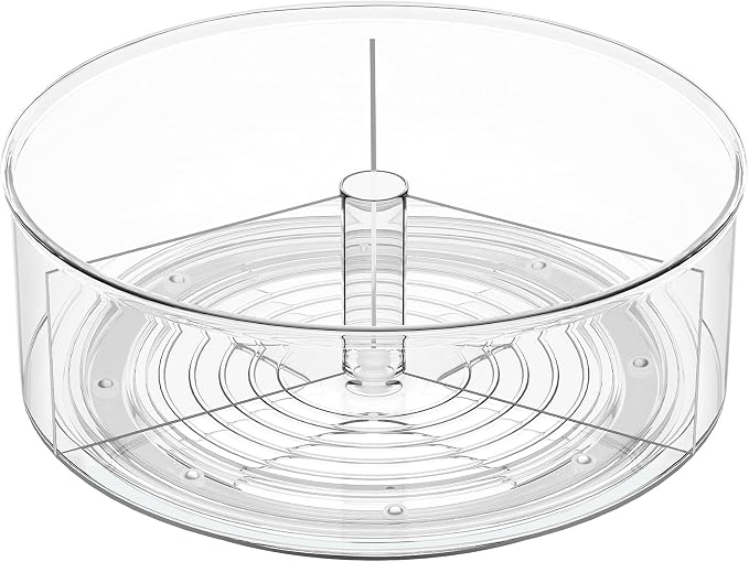 Divided Drink Packet Organizer, Largr Rotating Clear Lazy Susan Turntable for Powdered Drink Mix, Water Drink Packet Holder, Water Flavor Packet, Coffee, Tea – Space-Saving Countertop Organizer