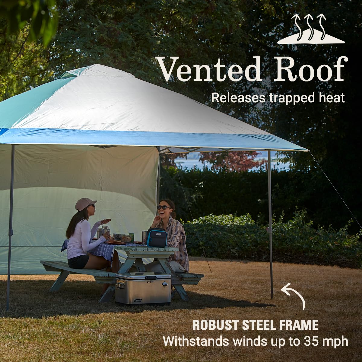 Coleman Oasis Instant Pop-Up Canopy Tent with Side Wall Attachment, Portable Shelter with Easy Setup & Takedown, Wheeled Carry Bag Included, 10x10/13x13ft Sizes