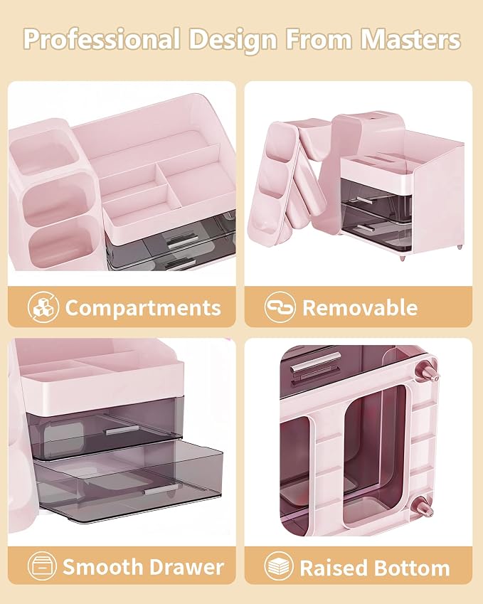 Anylady Large Capacity Makeup Organizer Countertop with Makeup Brush Holder for Vanity, Thickened Material, Bathroom Countertop Organizer Skin Care Perfumes Storage, Teen Girl Gifts for 13-25 Year
