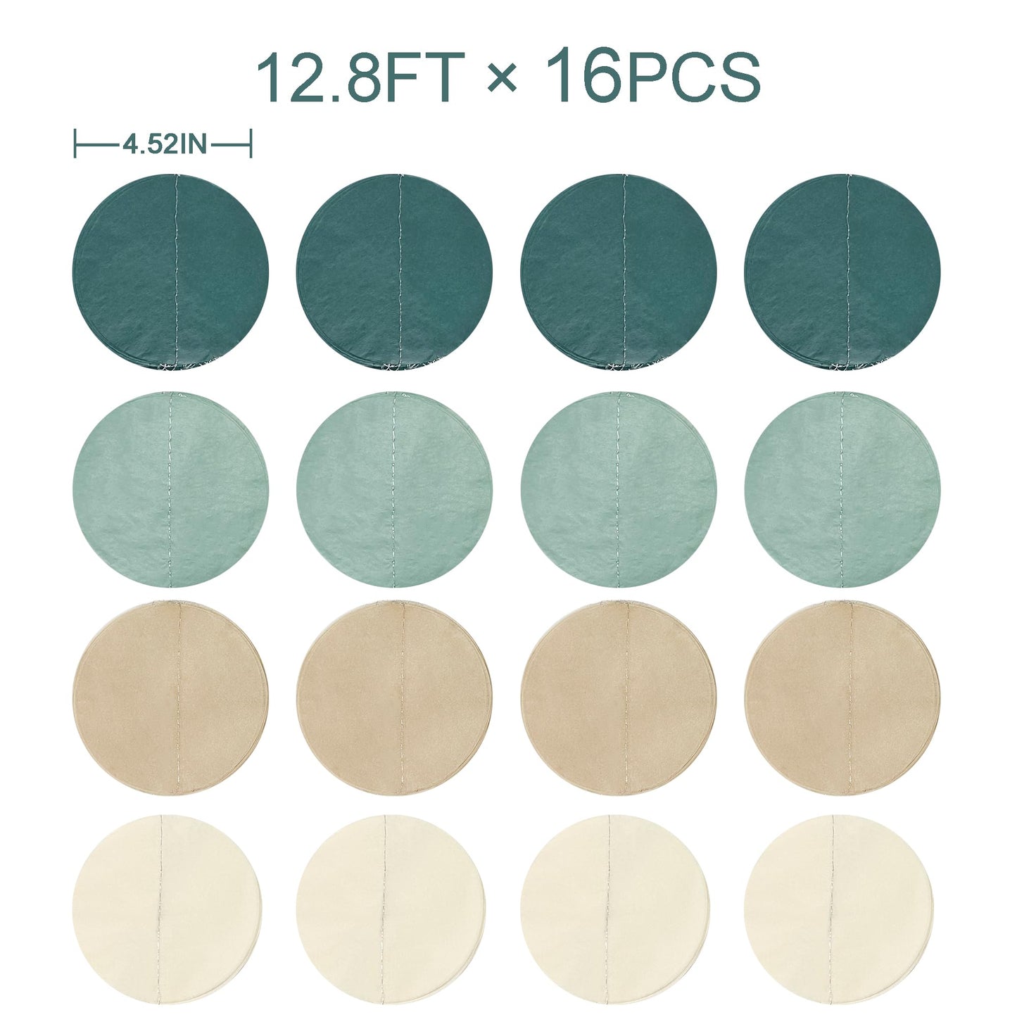 205Ft Sage Green Circle Dot Garland Backdrop Dusty Green Tissue Paper Polka Dots Hanging Streamer for Woodland Jungle Safari Neutral Birthday Baby Shower Wedding Engagement Party Decorations Supplies