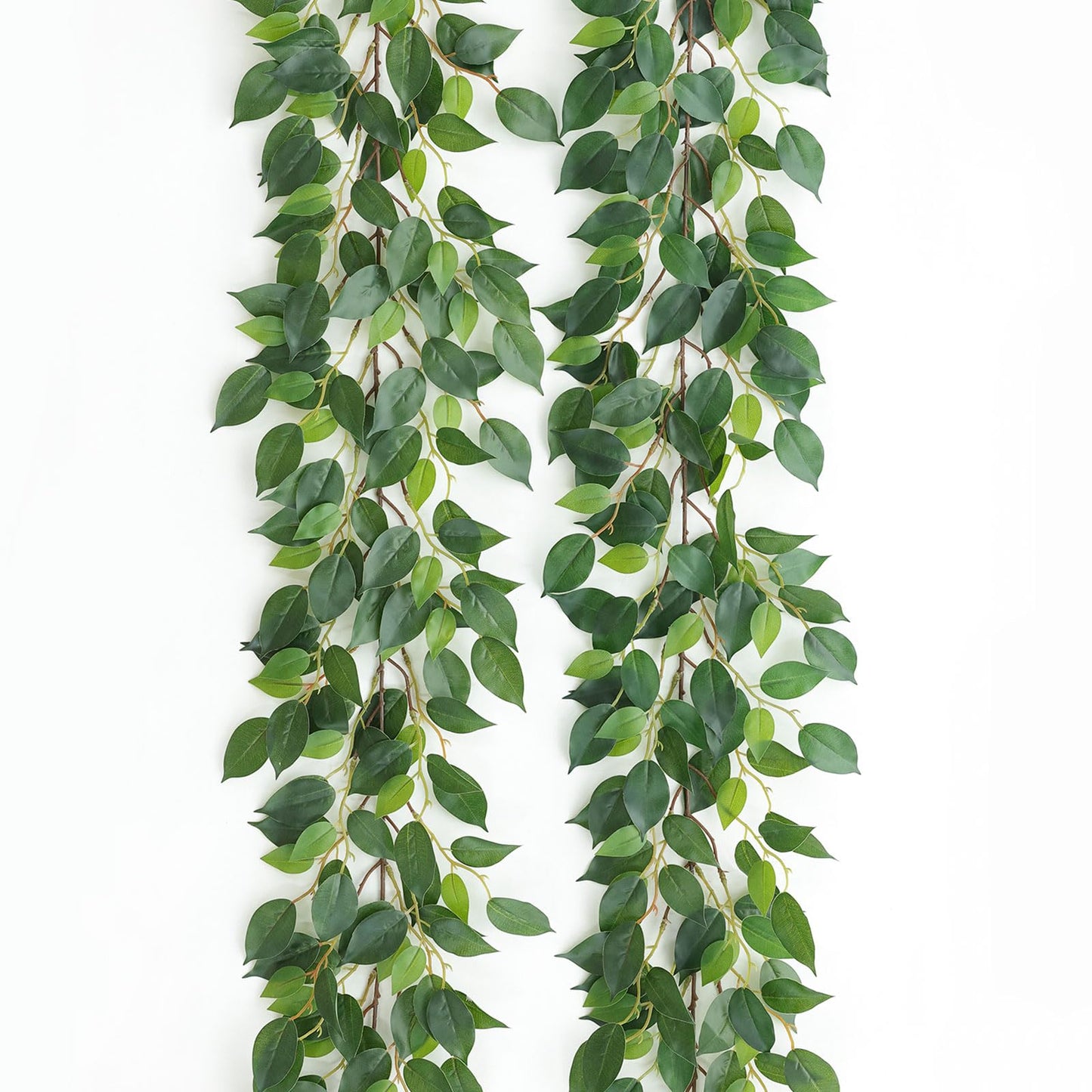 Mizii 2 Strands Artificial Vines Ficus Garland 78" Fake Vine with Silk Green Leaves Faux Hanging Plants Greenery Decorations for Bedroom Table Centerpieces Wall Party Wedding Room Decor (Ficus)