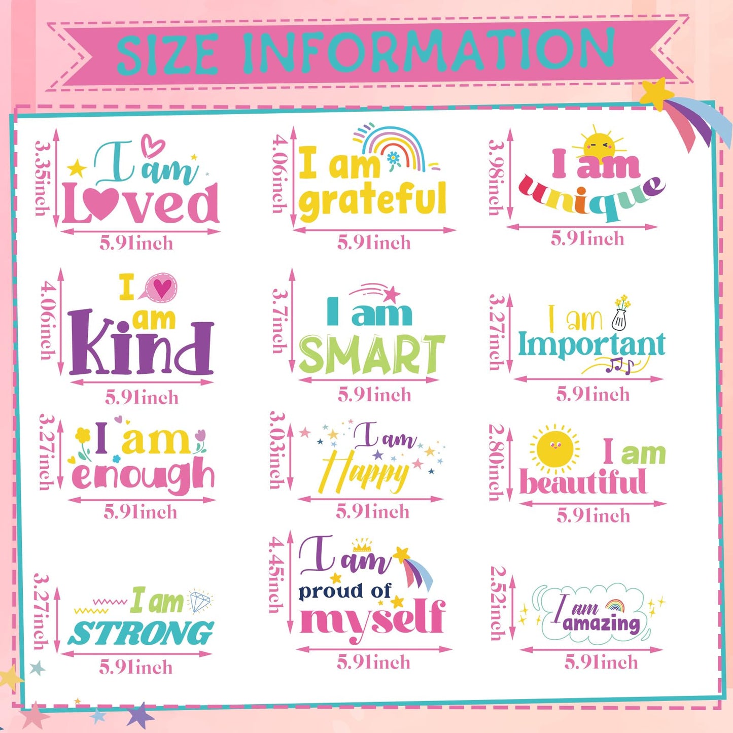 Geyoga 12 Pcs Inspirational Quote Mirror Decals Teacher Appreciation Week Vinyl Positive Saying Mirror Stickers Motivational Window Decals Peel and Stick for Home Office Staff Bathroom(Lively Style)