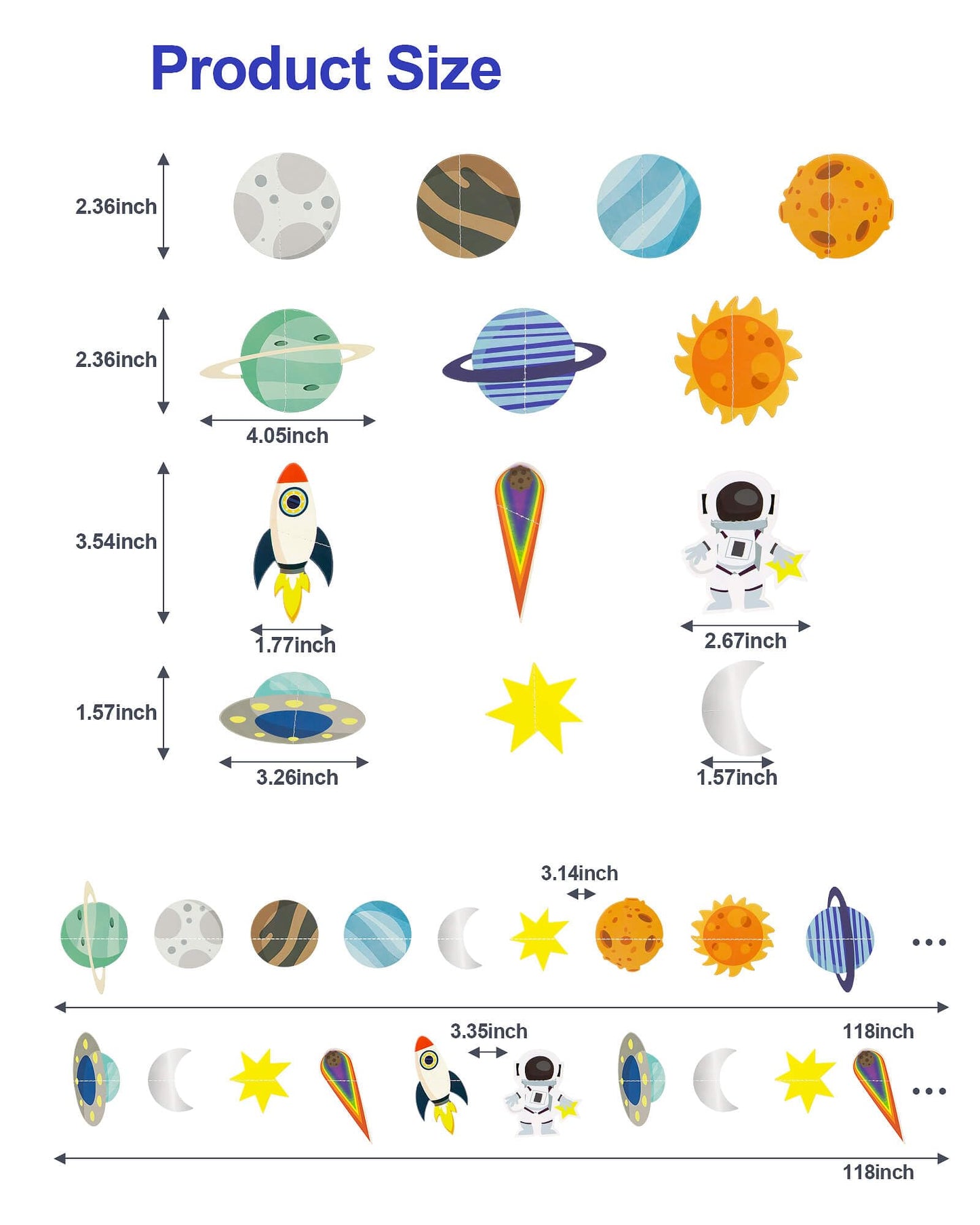 Galaxy Solar System Hanging Paper Garland, Astronauts Rockets Stars Hanging Decoration, Blast Off to Outer Space Banner for Kids Bedroom Birthday Party Decor Supplies