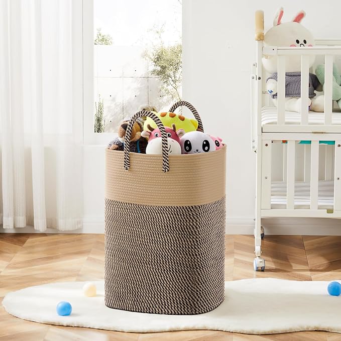 Artfeel Laundry Basket,Woven Cotton Rope Laundry Hamper,80L Versatile Storage for Dirty Clothes,Baby Toys,and Blankets in Bathroom, Nursery,and Living Room