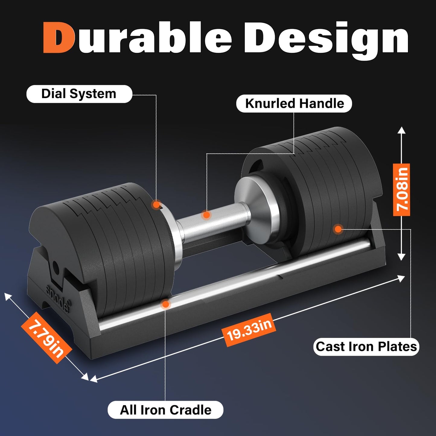 SNODE AD80 Adjustable Dumbbell Set 80LBS (Pair) with Dumbbell Rack, Strength Equipment for Home Gym for Men and Women
