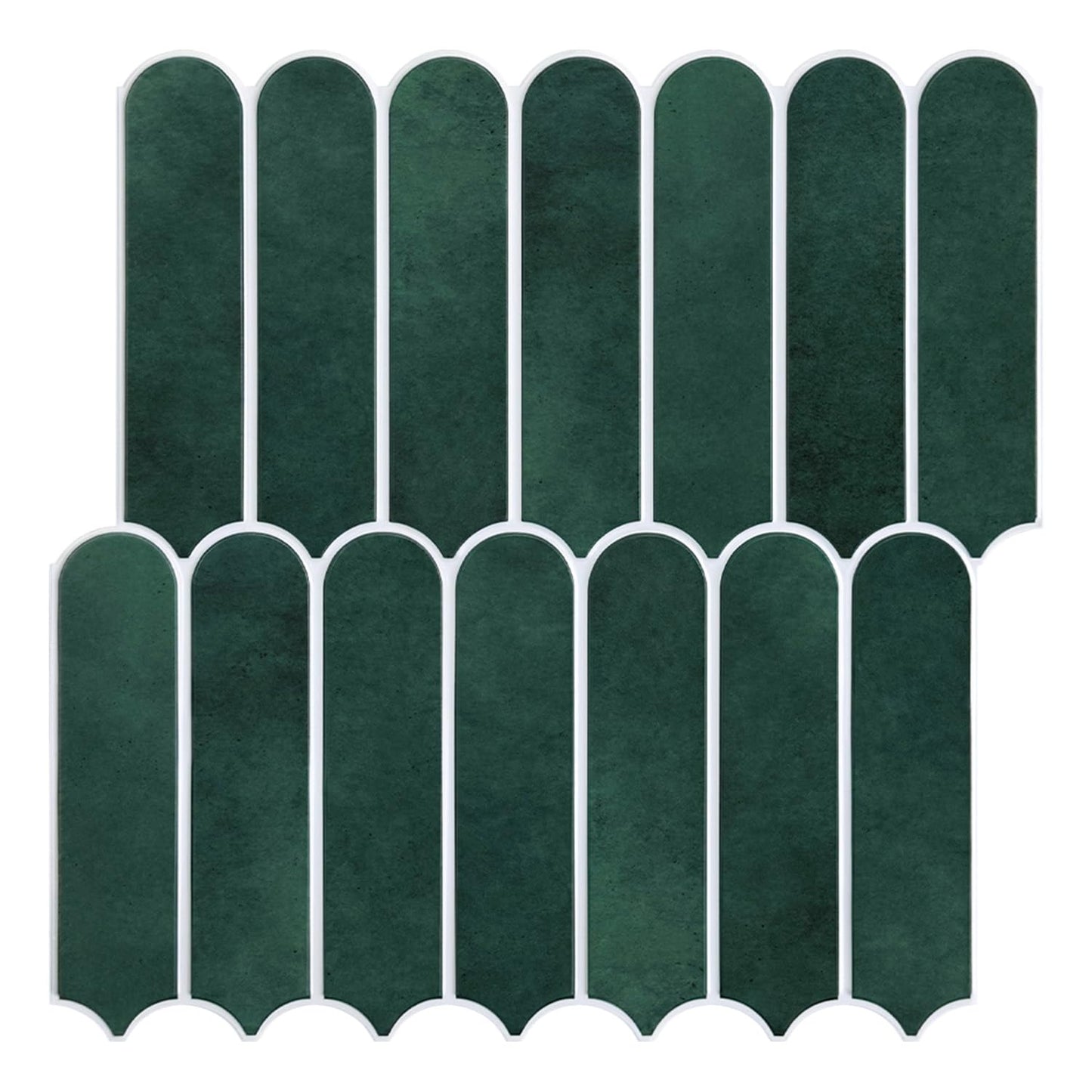 COMSTICKC Matte Dark Green Peel and Stick Tiles, 3D Wall Stickers, 10 Sheets, Ultra-Light Thin PVC Wall Panels 3D Fish Scale Stick on Tile Sticker Backsplash Kitchen Bathroom, 12"X12"