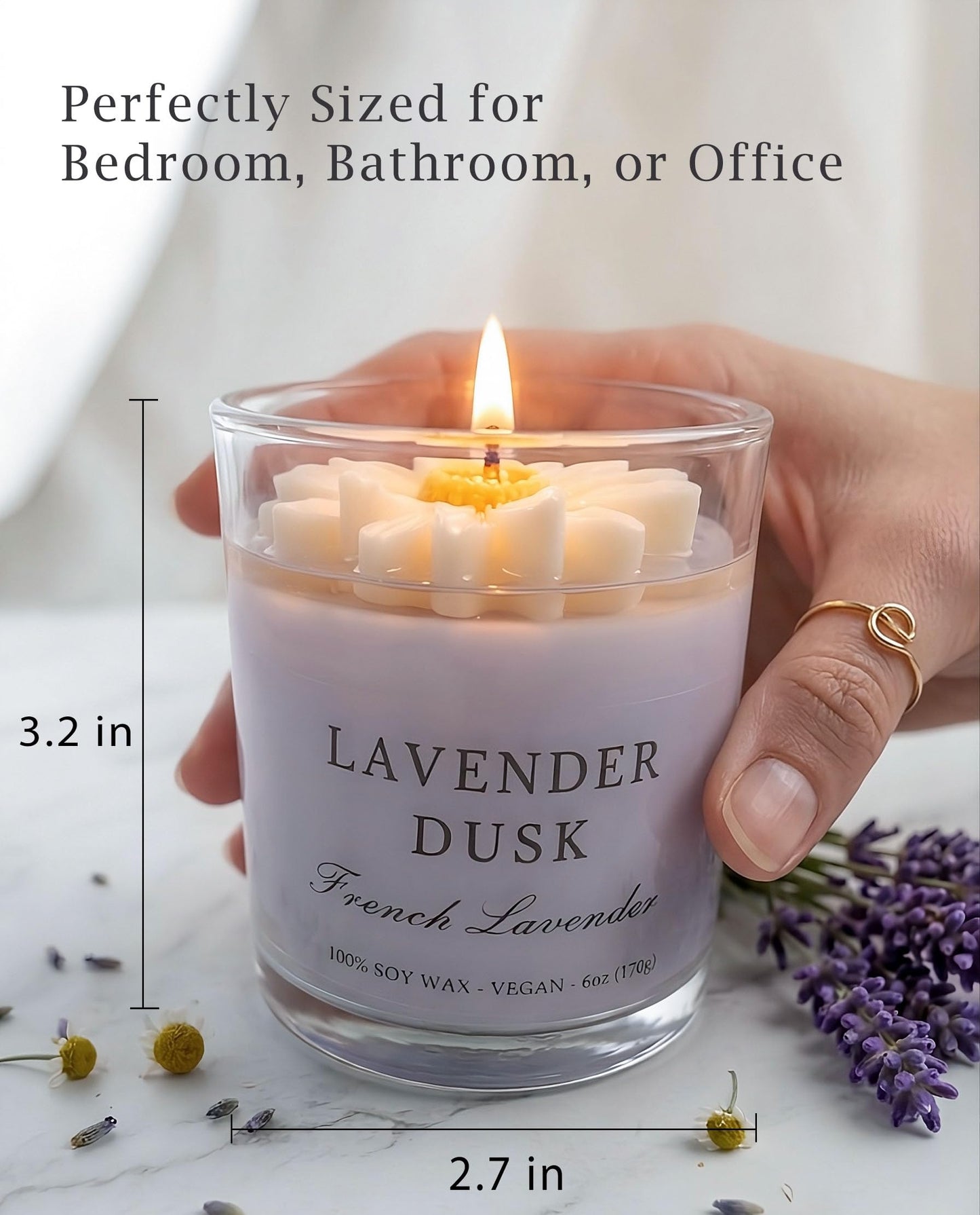 Scented Candles for Women - 24oz Aromatherapy Natural Soy Candles, Unique Floral Design, Relaxation Gifts for Mother’s Day, Birthday & Home Decor