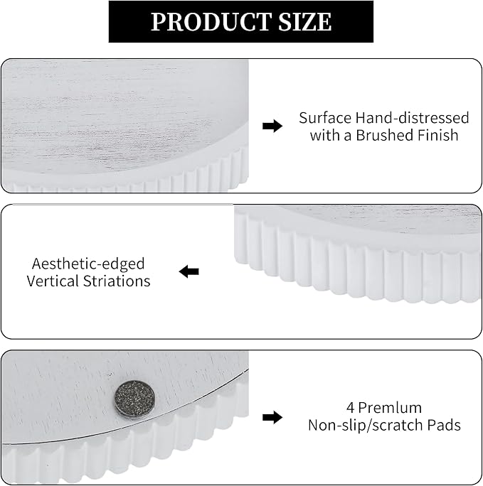 Hanobe Decorative Tray for Coffee Table: White Round Trays for Living Room Ottoman Centerpiece Home Decor 12" Modern Farmhouse Topper Dining Kitchen Island Tabletop Display