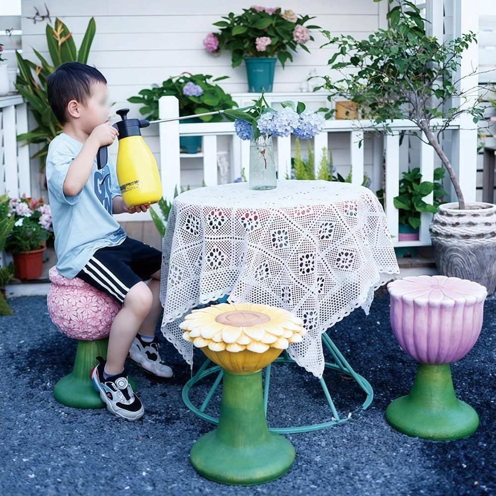 Tpbanrnge Decorative Flower Pedestal Plant Stand, Outdoor Garden Plant Rack, Accent Stool Chair for Patio, Balcony, Yard or Entryway(Pink)