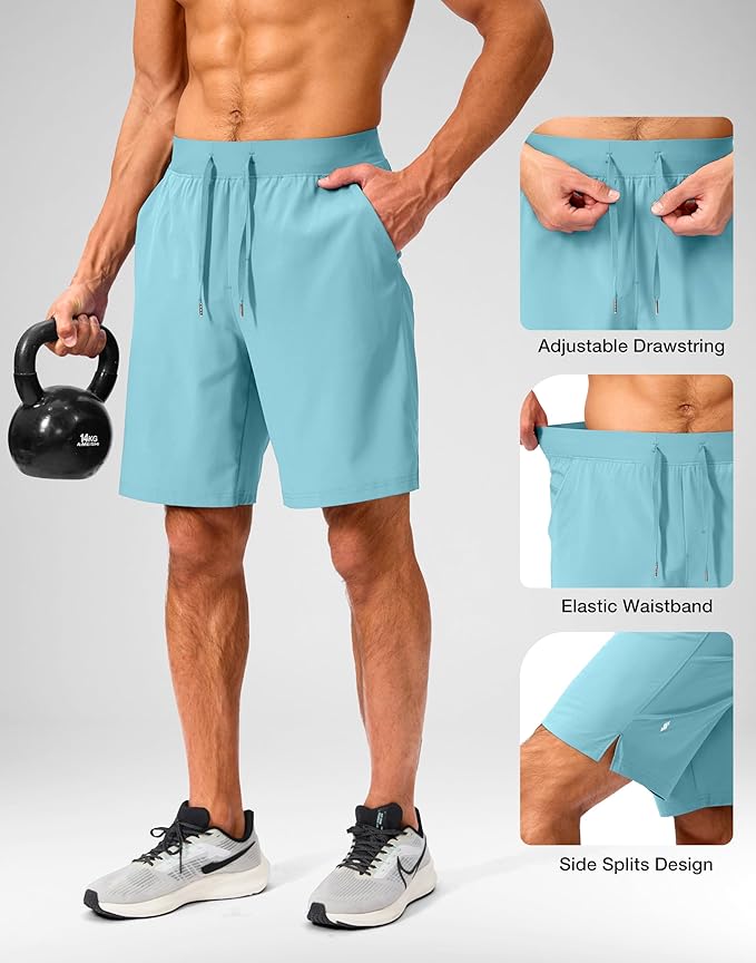 Men's Running Shorts with Zipper Pockets 9 Inch/ 7 Inch / 5 Inch Lightweight Quick Dry Gym Workout Athletic Shorts for Men(5 inch0