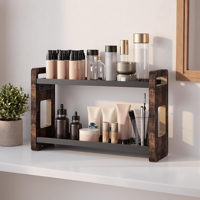 Bathroom Organizers and Storage,Bathroom Counter Organizer,Bathroom Counter Shelf,Bathroom Sink Organizer,Vanity Organizers,Vanity Storage,Perfume Display,Perfume Storages(Brown 2 Tier)