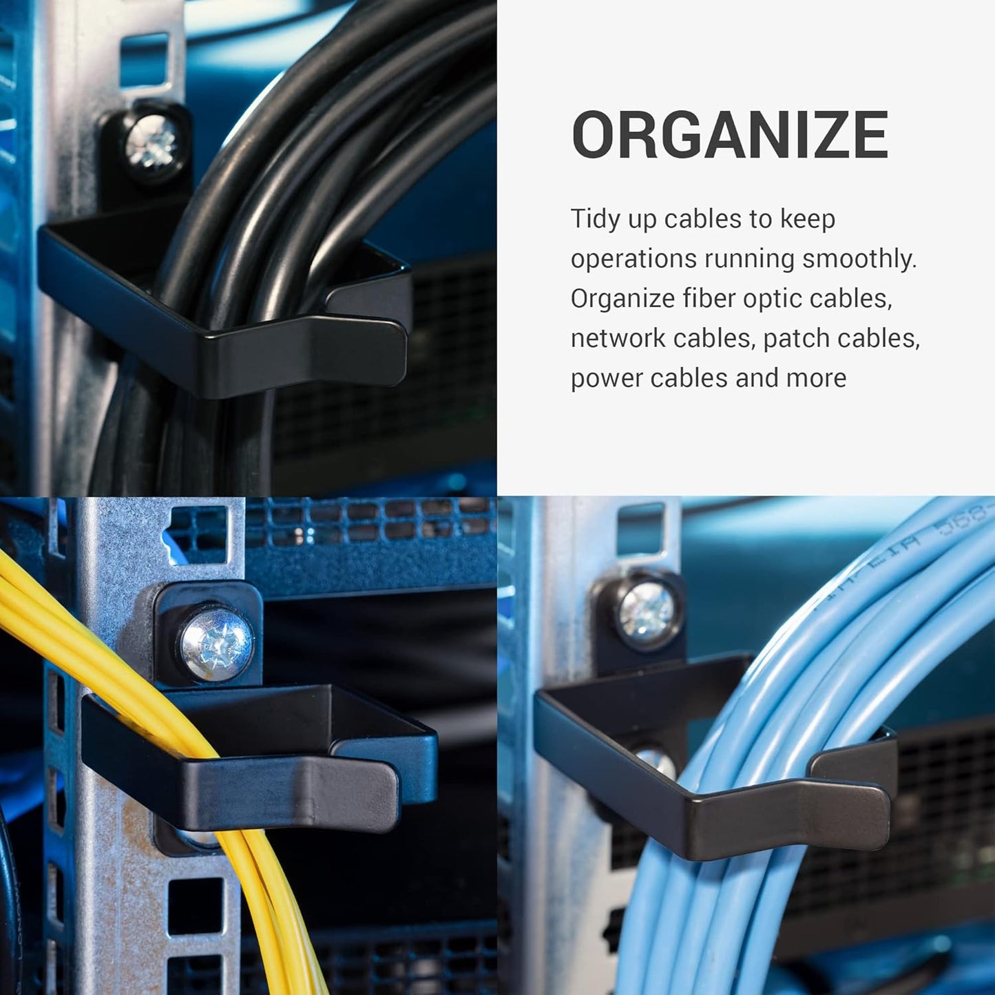 (10 Set kwmobile Server Rack Cable Management D-Ring Hooks Pieces) - Bracket Organizer Hook Mount for Network Patch