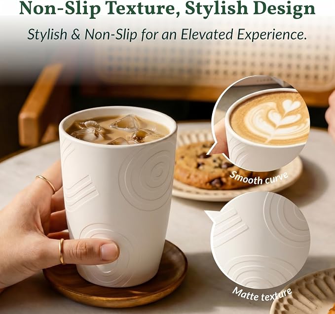 Homienly Kitchen Cups 12 OZ Wheat Straw Drinking Glasses–Unbreakable, Lightweight & Reusable Alternative to Plastic Cups,Dishwasher Safe Cups for Kitchen & Outdoor Use (White, 6 PCS)
