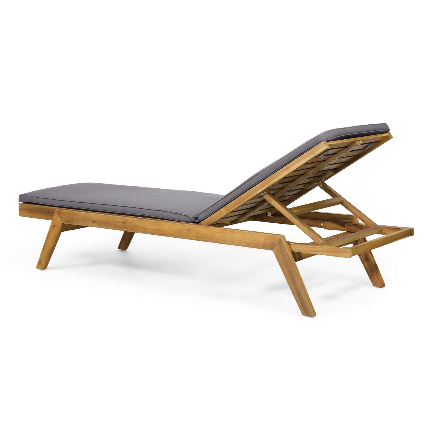 Christopher Knight Home Caily Outdoor Chaise Lounge with Cushions - Acacia Wood - Teak/Dark Gray (Set of 4)