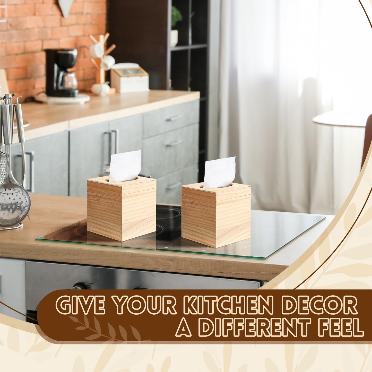 Wonderjune 6 Pcs Wood Tissue Box Cover for DIY Unfinished Wood Box Custom Design Square Wooden Tissue Cover Holder with Flip Opening Top for Arts Crafts Bathroom Decor Home Decor